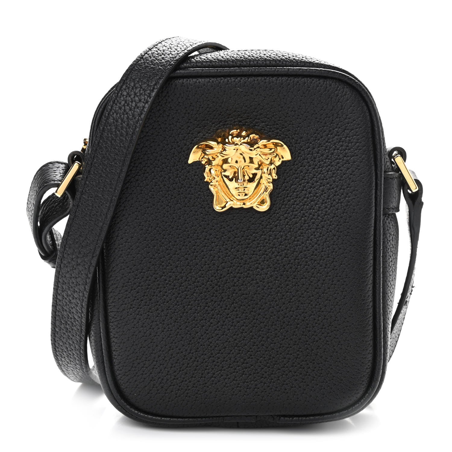 Versace Grained Calfskin Small Medusa Messenger Bag Black 1 of 10