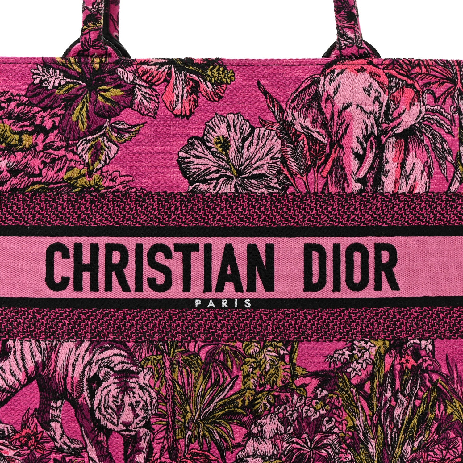 Christian Dior Canvas Embroidered Medium Toile de Jouy Voyage Book Tote Fuchsia Multicolor 8 of 12