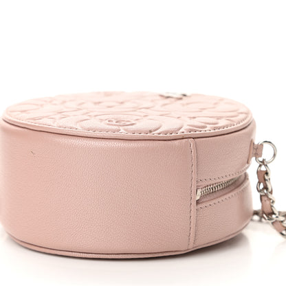 Chanel Goatskin Camellia Quilted Round Clutch With Chain Light Pink 10 of 11