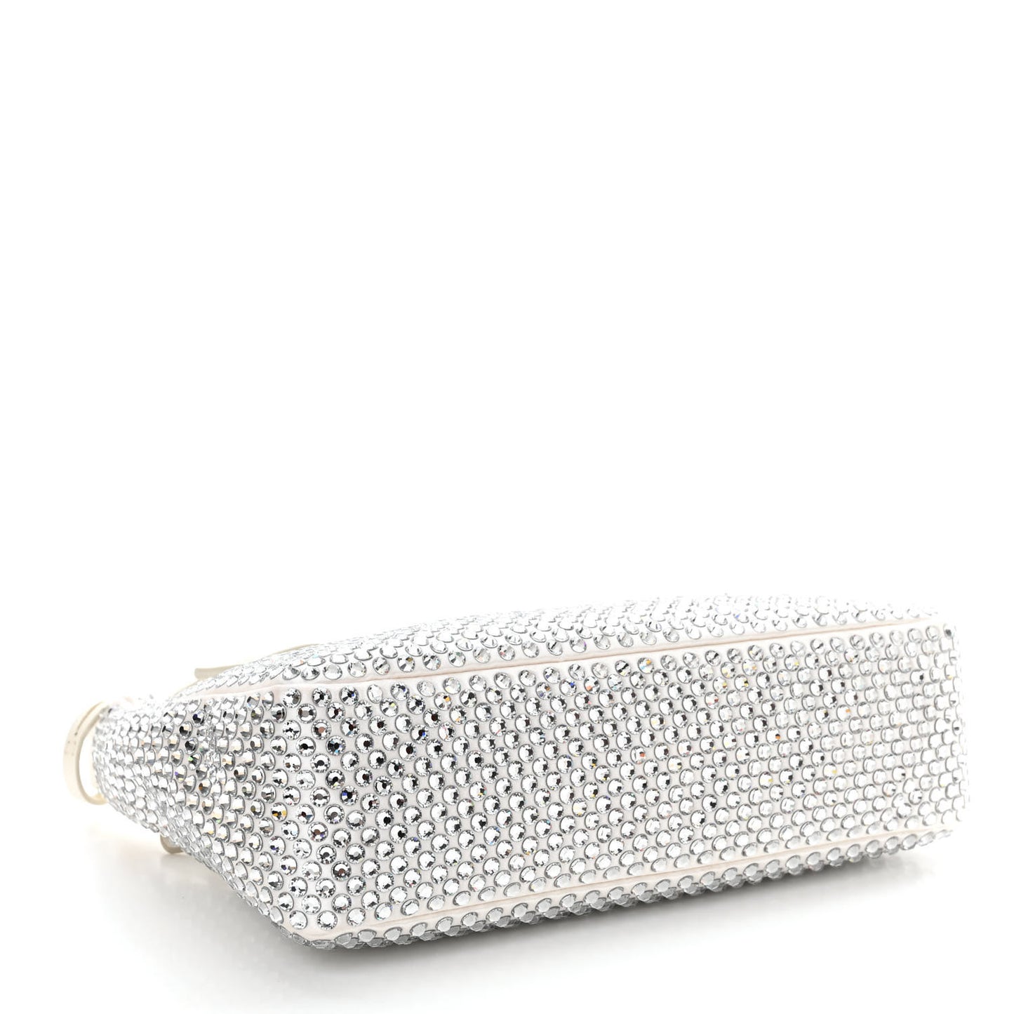 Satin Crystal Mini Re-Edition 2000 Bag White
