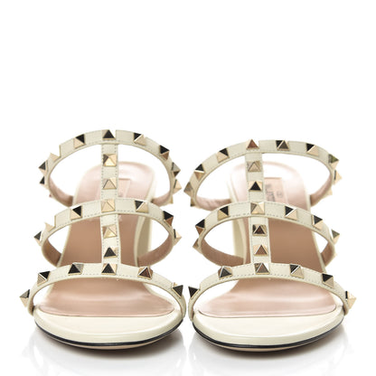 Valentino Garavani Calfskin Rockstud 60mm Caged Slide Sandals 38 Light Ivory 2 of 8