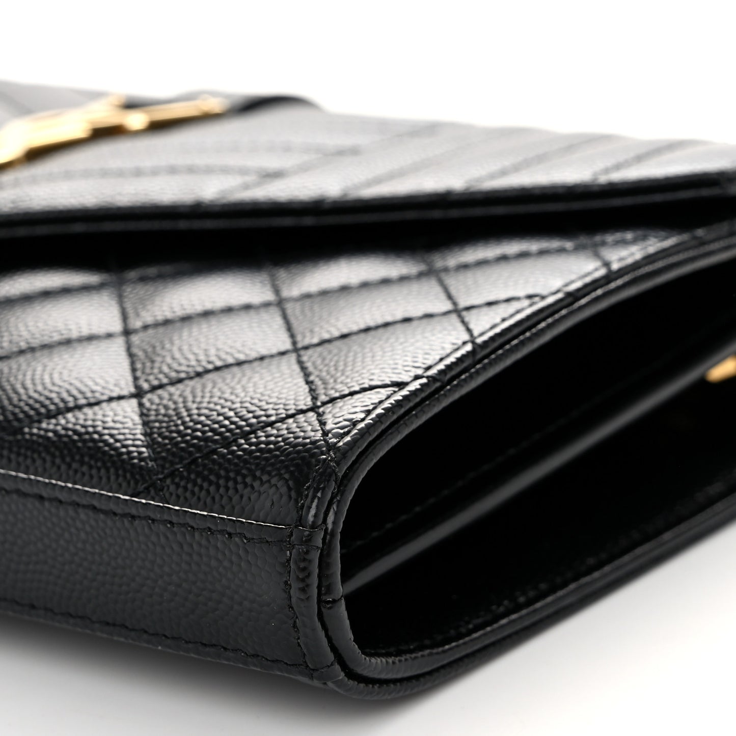 Grain De Poudre Mixed Matelasse Triquilt Monogram Chain Wallet Black