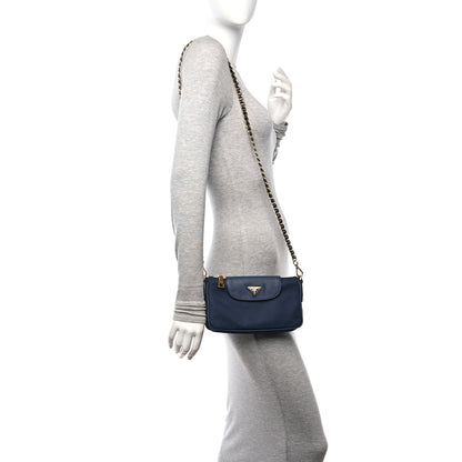 Prada Tessuto Nylon Saffiano Crossbody Bag Bleu 2 of 10