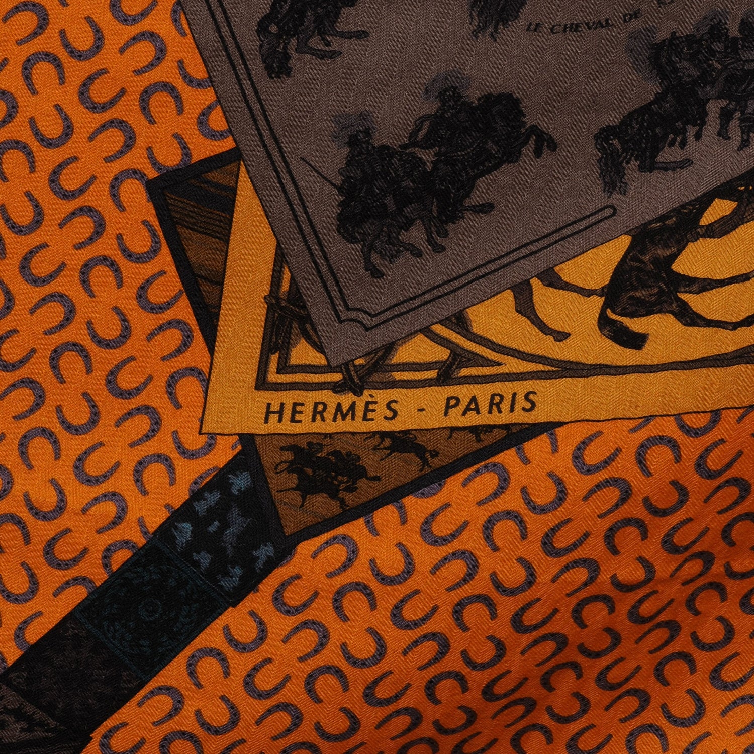 Hermes Cashmere Silk A Cheval Sur Mon Carre Shawl GM 140 5 of 9
