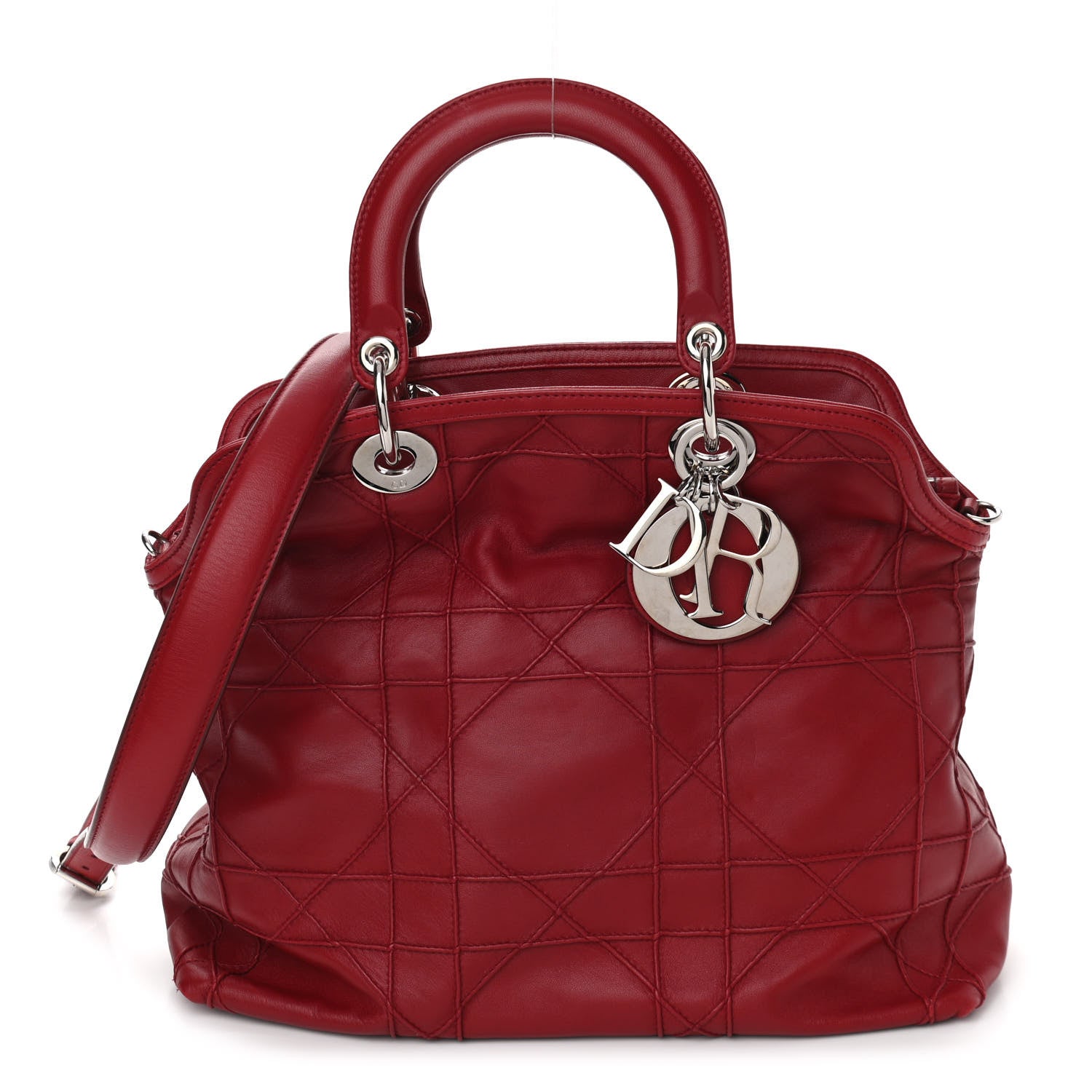 Christian Dior Lambskin Cannage Medium Granville Tote Red 1 of 10
