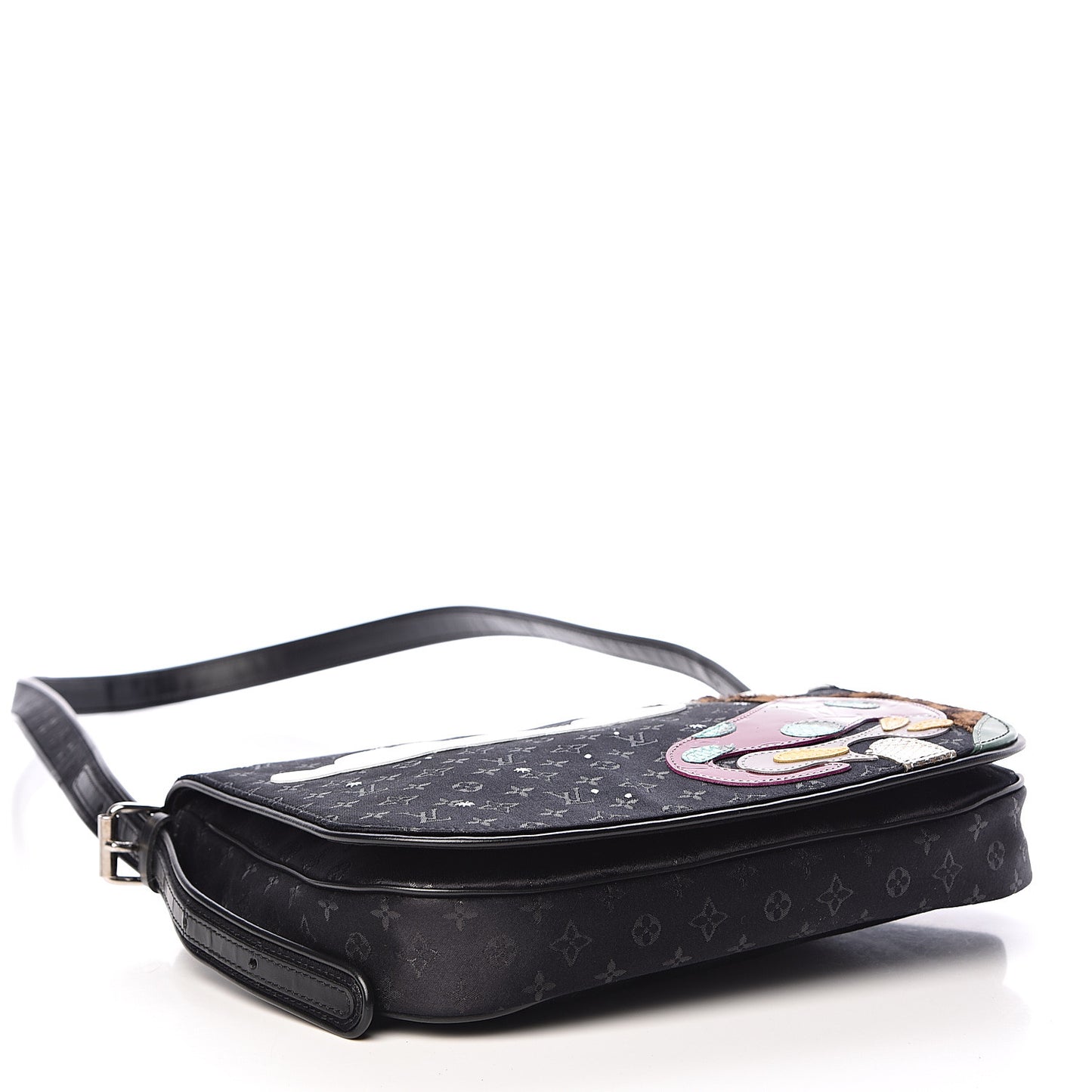 Satin Mini Monogram Conte De Fees Patchwork Musette Black