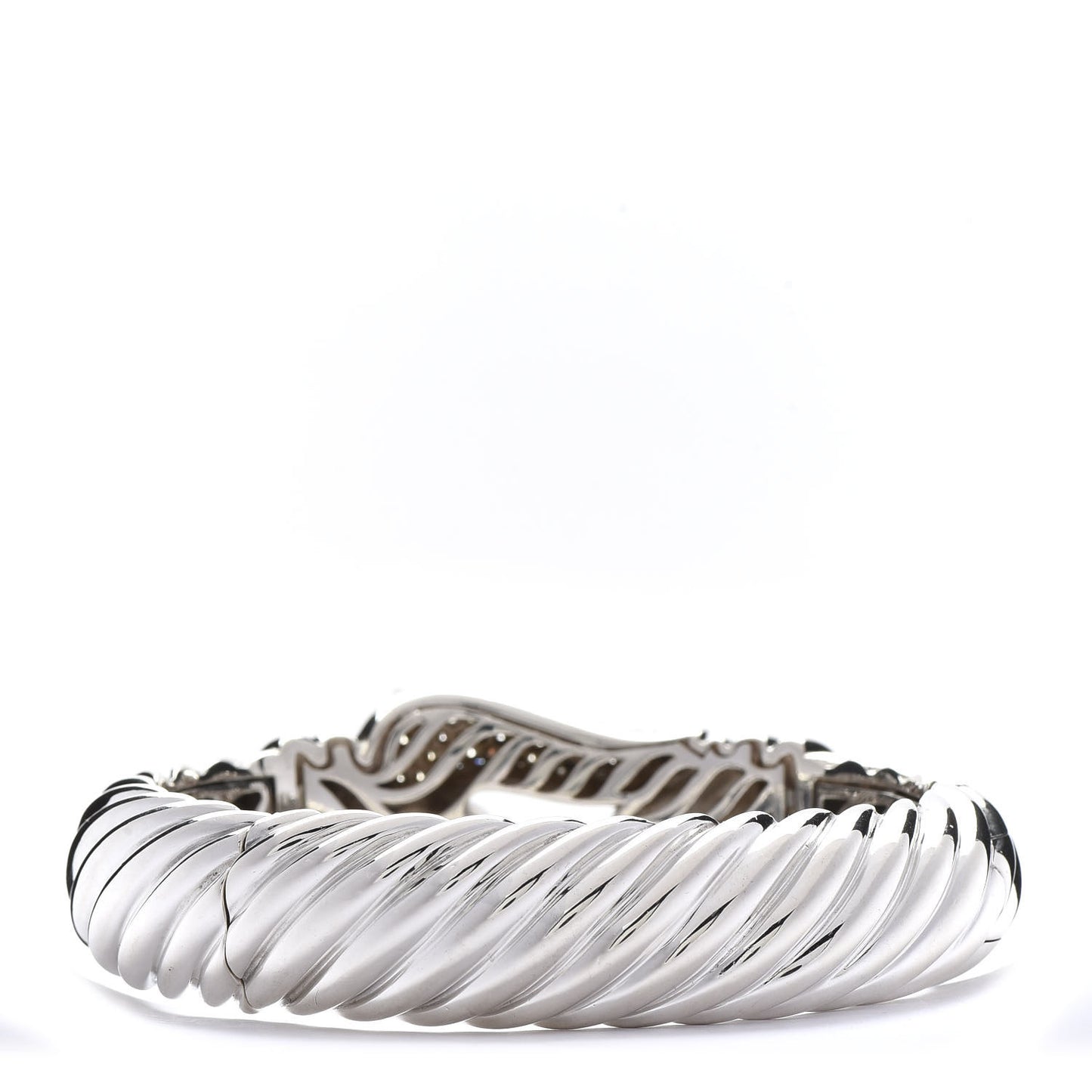 Sterling Silver Diamond 15mm Cable Buckle Bracelet