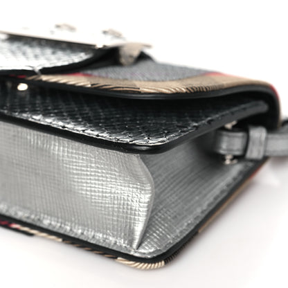 Burberry Metallic Snakeskin House Check Sequin Mini Madison Buckle Bag Silver 10 of 13