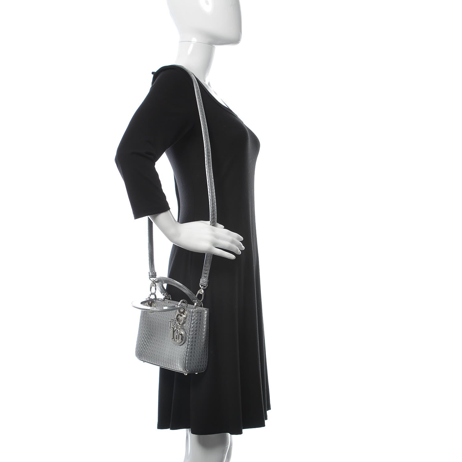 Christian Dior Metallic Patent Micro-Cannage Mini Lady Dior Silver 2 of 6