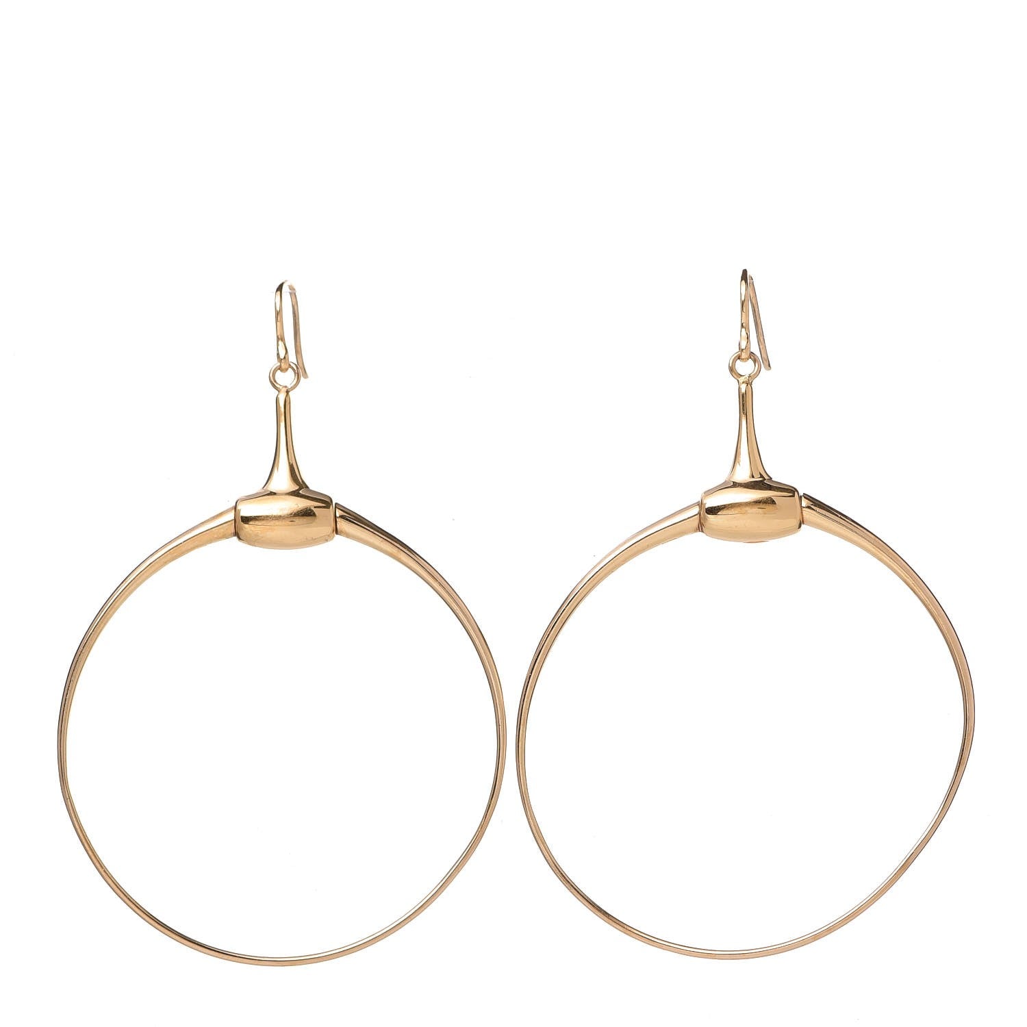 Gucci 18K Yellow Gold Horsebit Drop Hoop Earrings 1 of 7