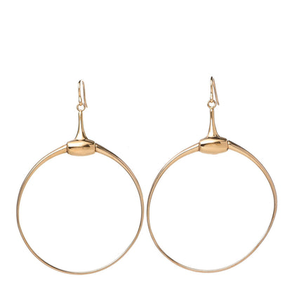 Gucci 18K Yellow Gold Horsebit Drop Hoop Earrings 1 of 7