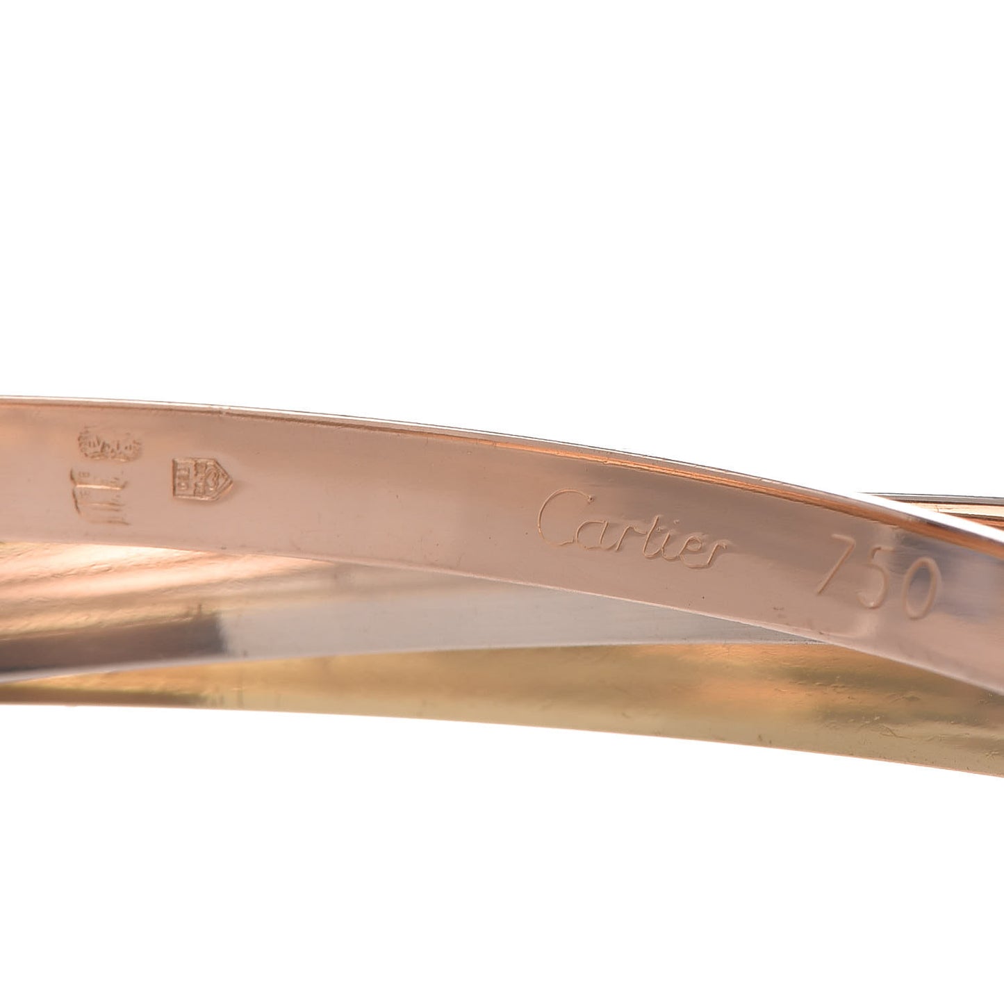 18K Pink Yellow White Gold Trinity Bangle 62