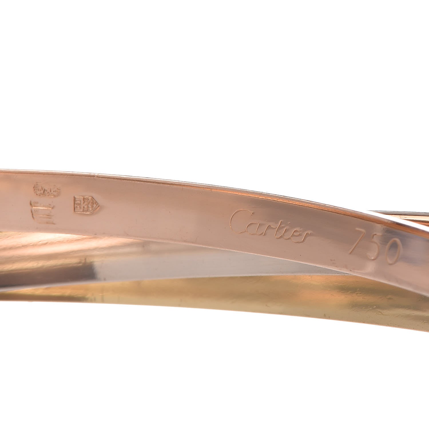 Cartier 18K Pink Yellow White Gold Trinity Bangle 62 4 of 5
