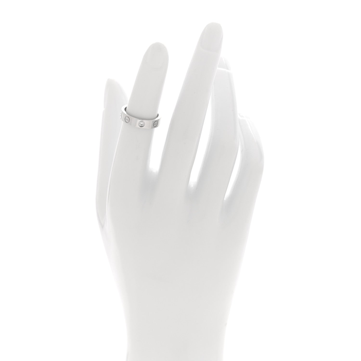 Cartier 18K White Gold Diamond 4mm LOVE Wedding Band Ring 47 4 2 of 5
