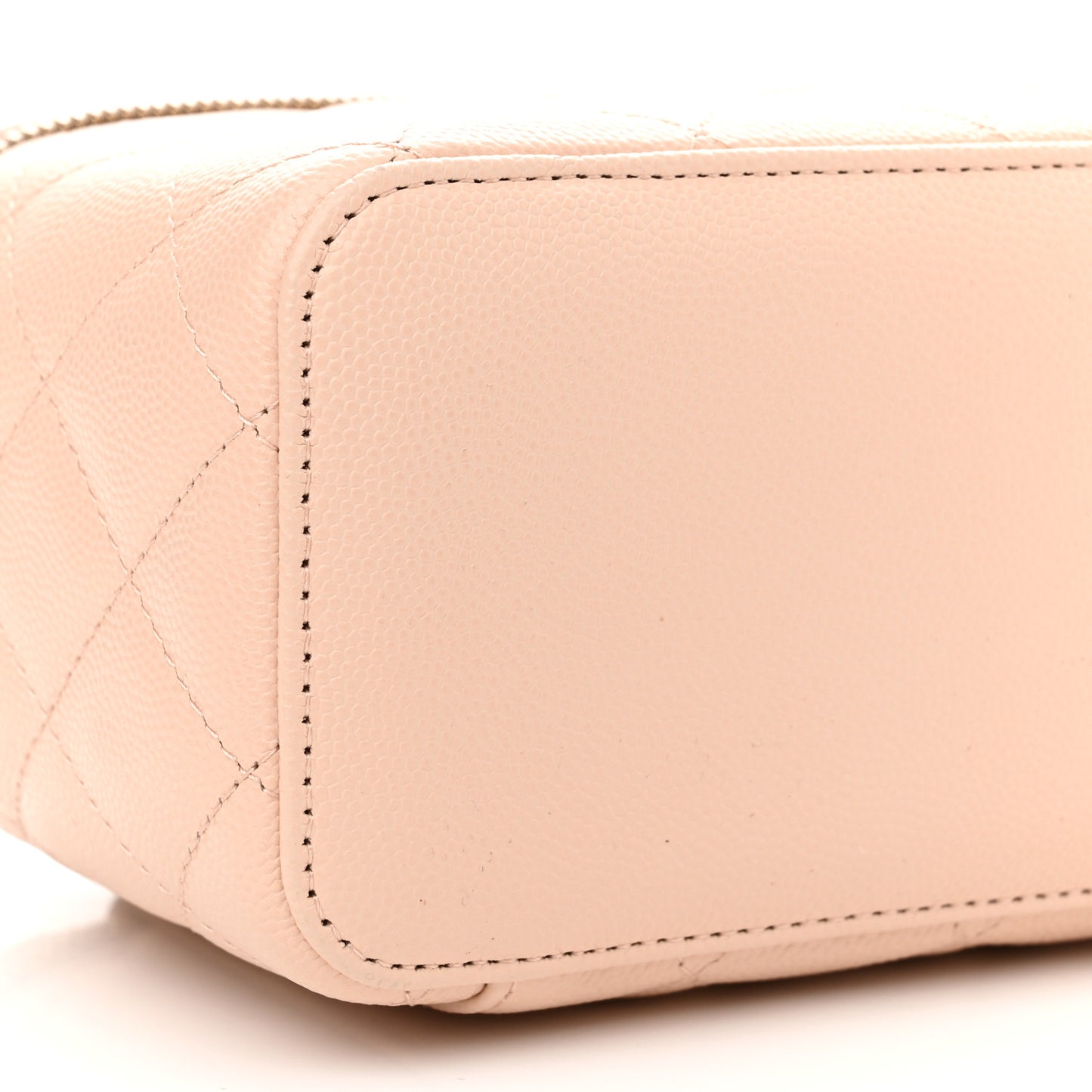 Caviar Quilted Small Vanity Case With Chain Light Beige