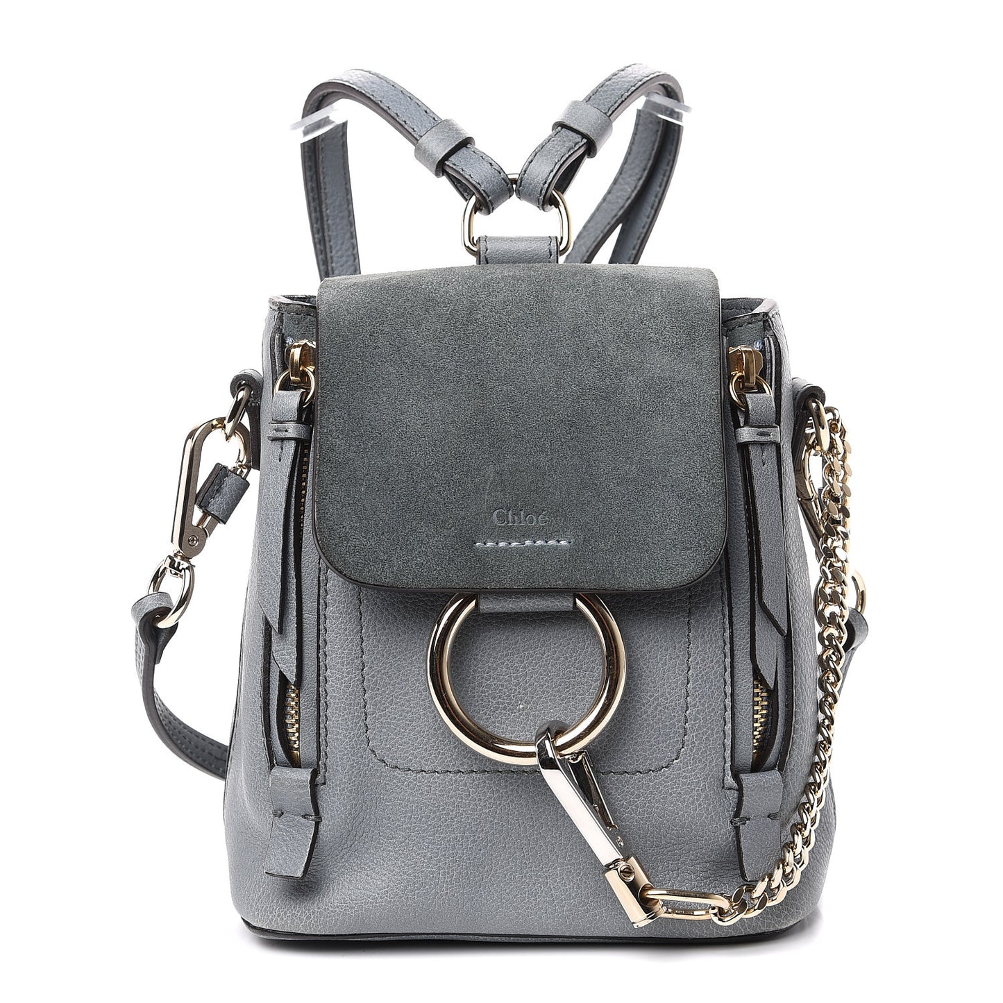 Suede Calfskin Mini Faye Backpack Cloudy Blue