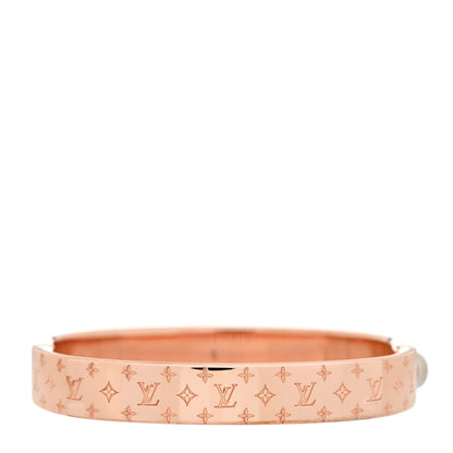 Louis Vuitton Brass Monogram Nanogram Cuff S Pink Gold 3 of 6