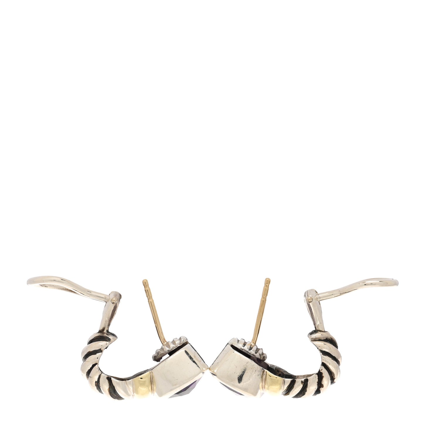 Sterling Silver 14K Yellow Gold Amethsyt Capri Shrimp Earrings
