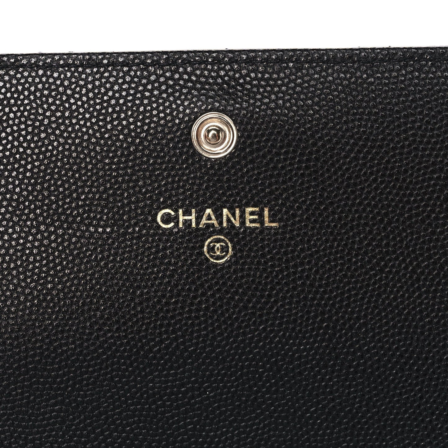 Caviar Quilted Crystal CC Large Gusset Flap Wallet Black