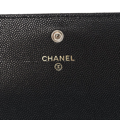 Chanel Caviar Quilted Crystal CC Large Gusset Flap Wallet Black 6 of 11