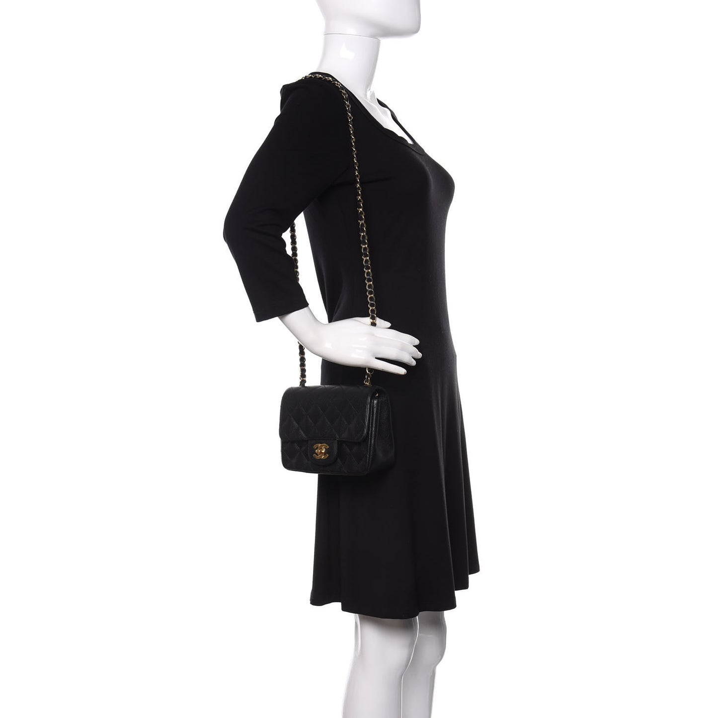 Caviar Quilted Mini Square Flap Black