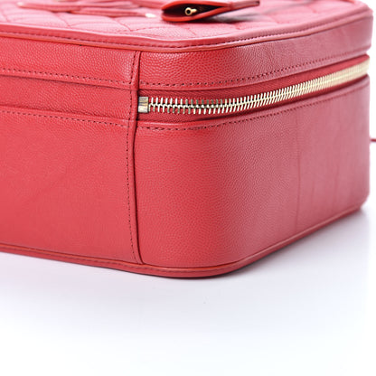 Chanel Caviar Quilted Large CC Filigree Vanity Case Red 10 of 11