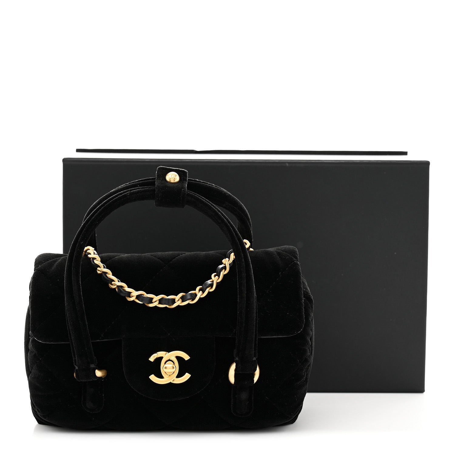 Chanel Velvet Quilted Mini Top Handle Flap Black 11 of 11