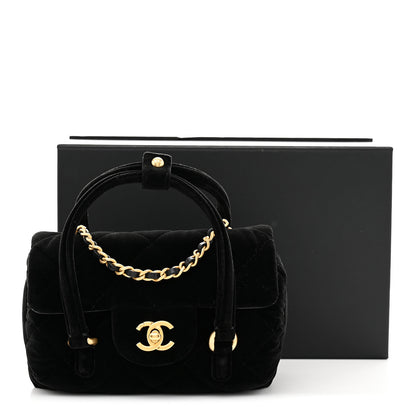 Chanel Velvet Quilted Mini Top Handle Flap Black 11 of 11
