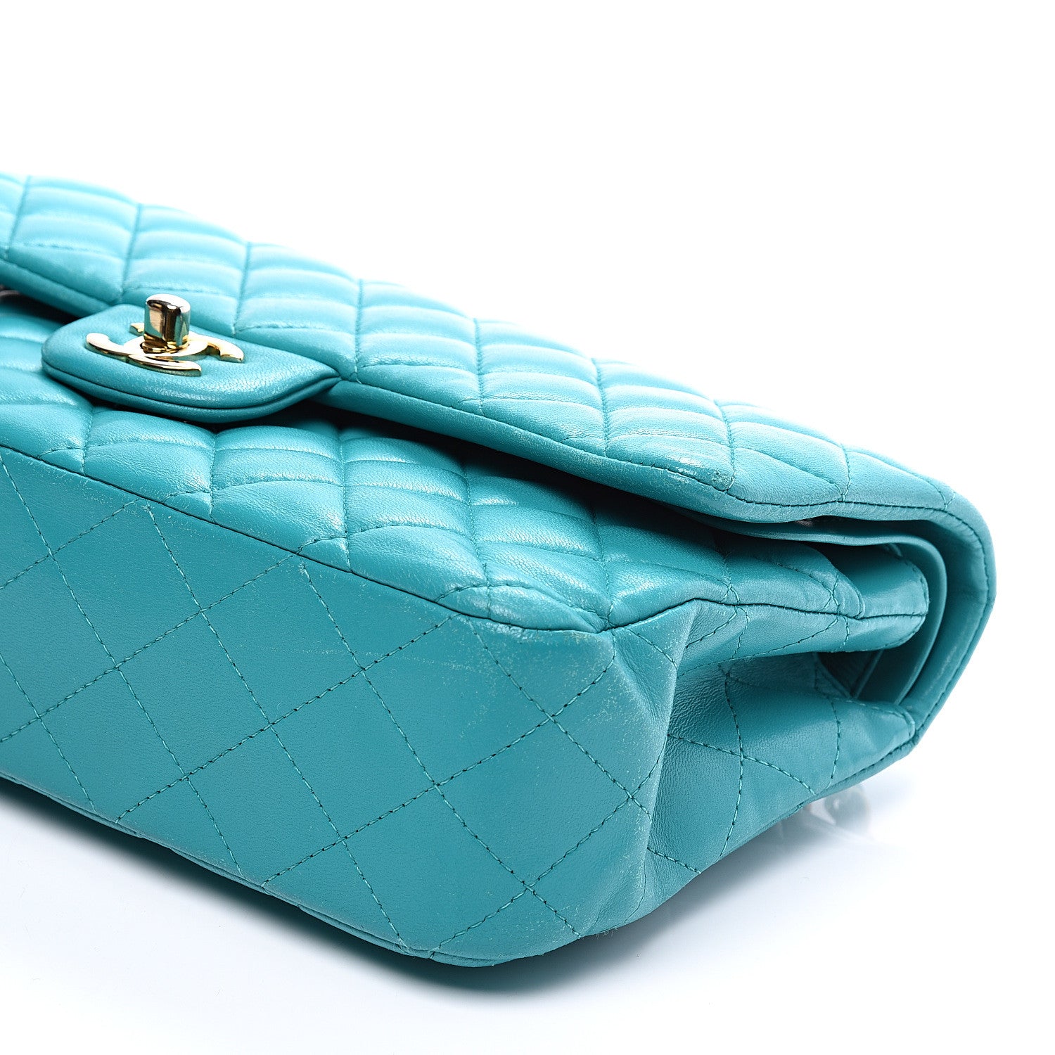 Chanel Lambskin Quilted Medium Double Flap Turquoise 8 of 9