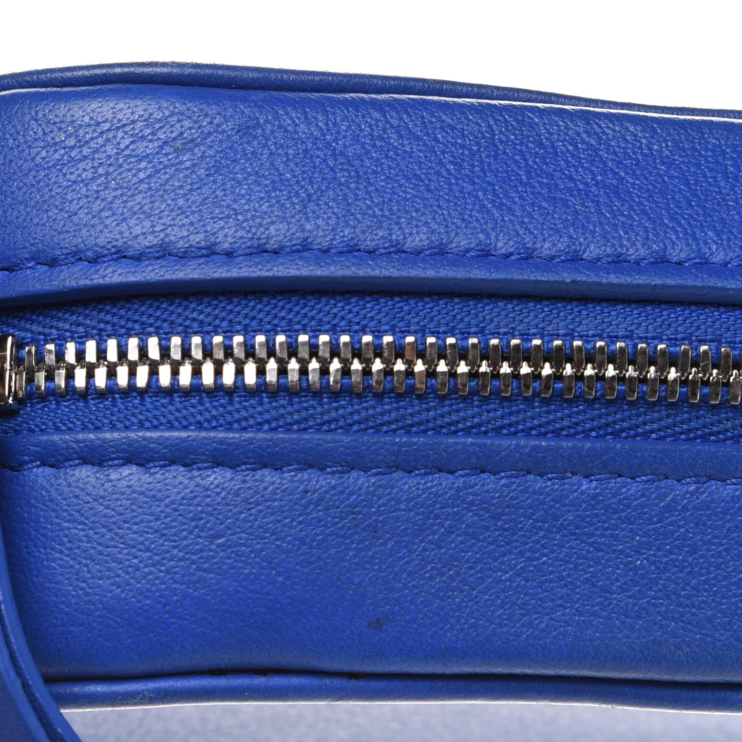 Smooth Calfskin Logo XS Everyday Camera Bag Bleu Prim White