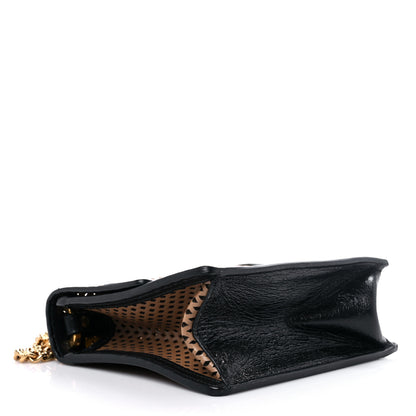 Fendi Vitello Liberty Glossy Lambskin Perforated Small Kan U Shoulder Bag Sand Mimosa Black 3 of 8