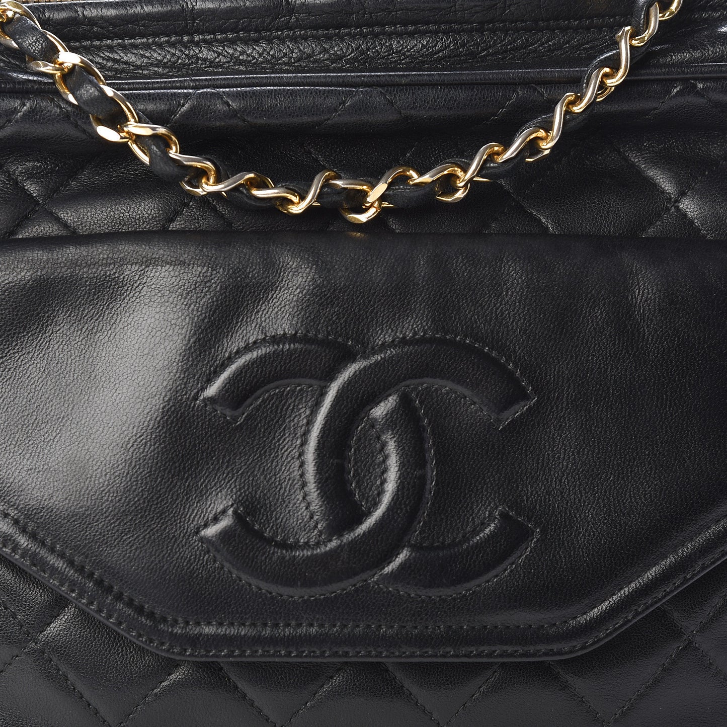 Lambskin Quilted Tassel Camera Case Black