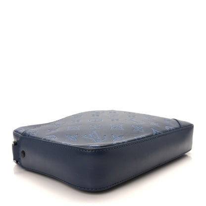 Louis Vuitton Calfskin Monogram Shadow Duo Messenger Navy Blue 4 of 12