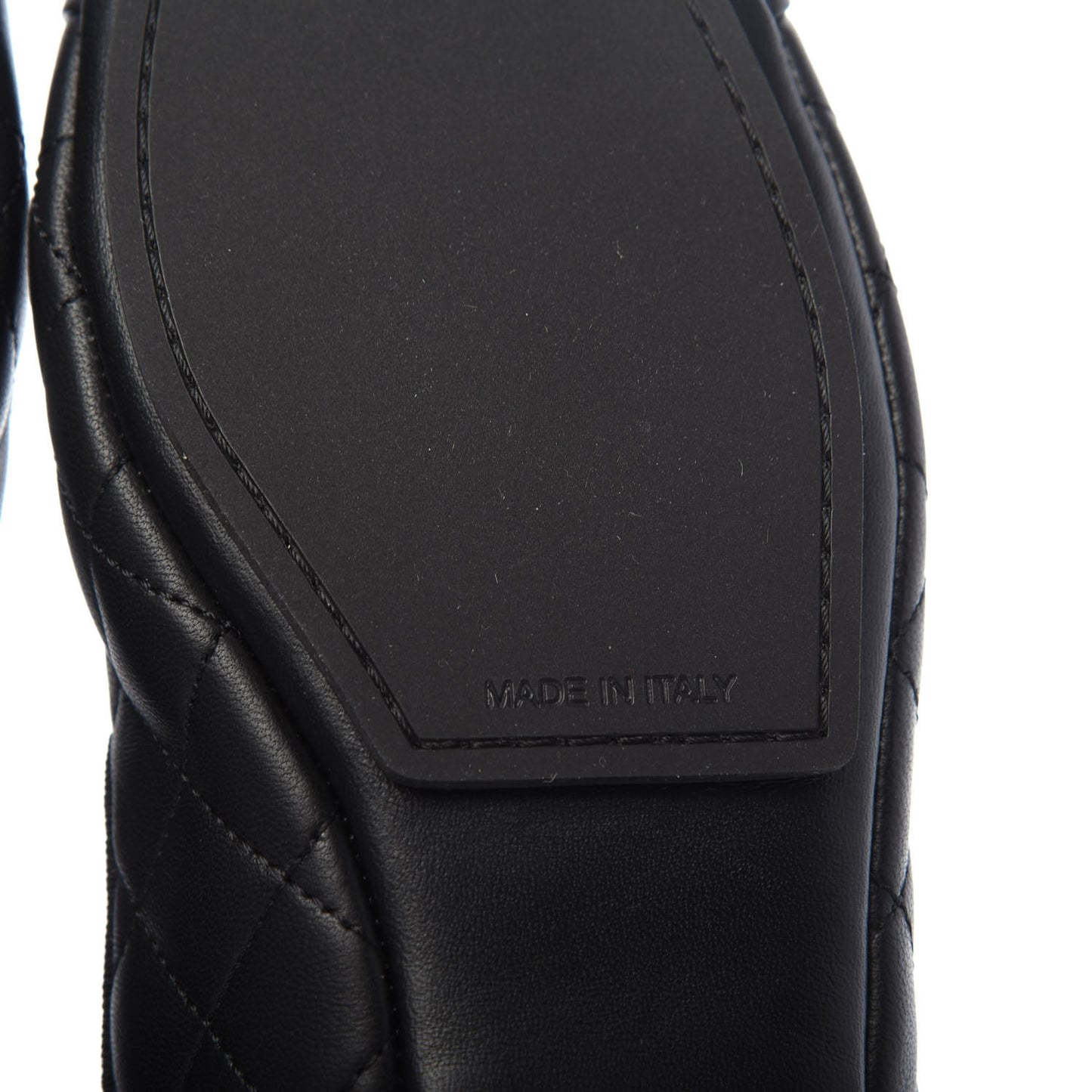 Lambskin Quilted Cap Toe Slipper With Pouch 39 Black