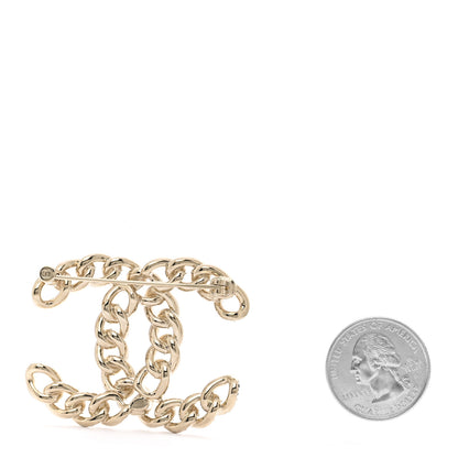 Chanel Metal Crystal Chain CC Brooch Gold Black 2 of 3