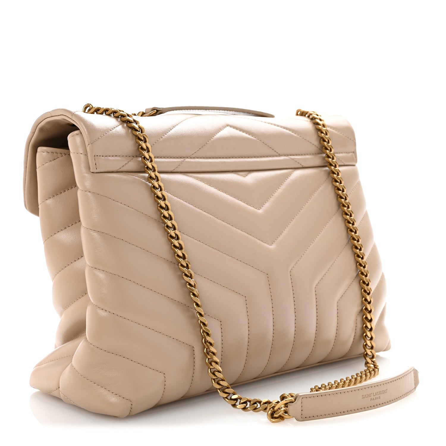 Saint Laurent Calfskin Y Quilted Monogram Medium Loulou Chain Satchel Dark Beige 3 of 15