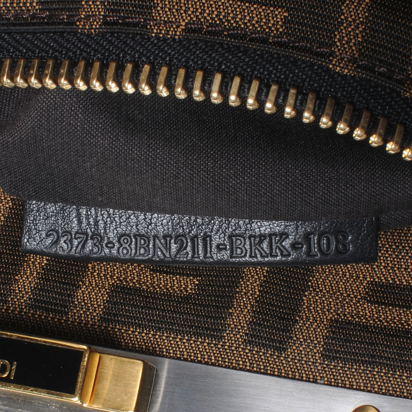 Fendi Goatskin Zucca Medium Peekaboo Iconic Satchel Black Tobacco 7 of 9