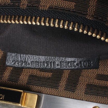 Fendi Goatskin Zucca Medium Peekaboo Iconic Satchel Black Tobacco 7 of 9