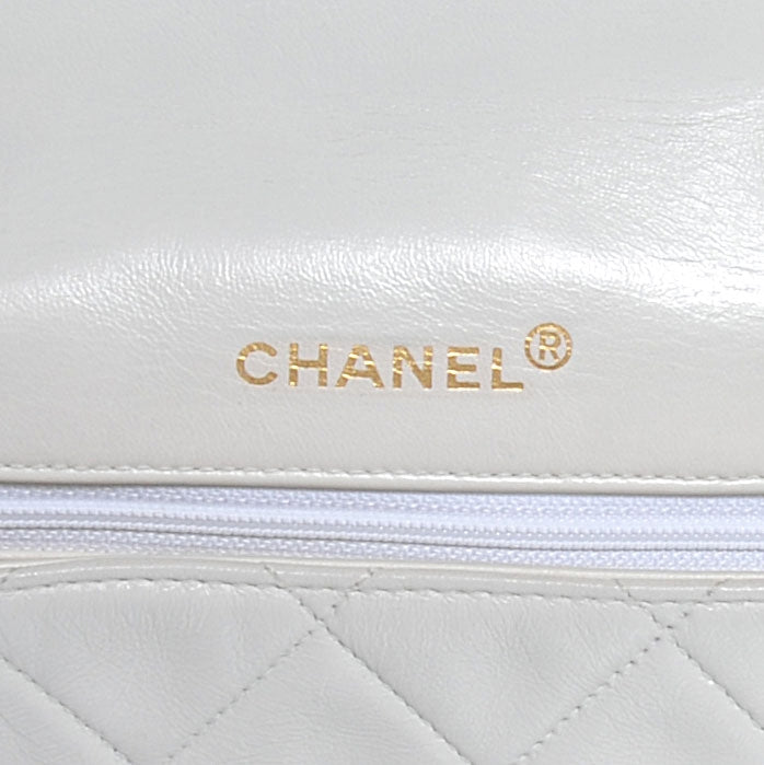 Lambskin Medium Single Flap White