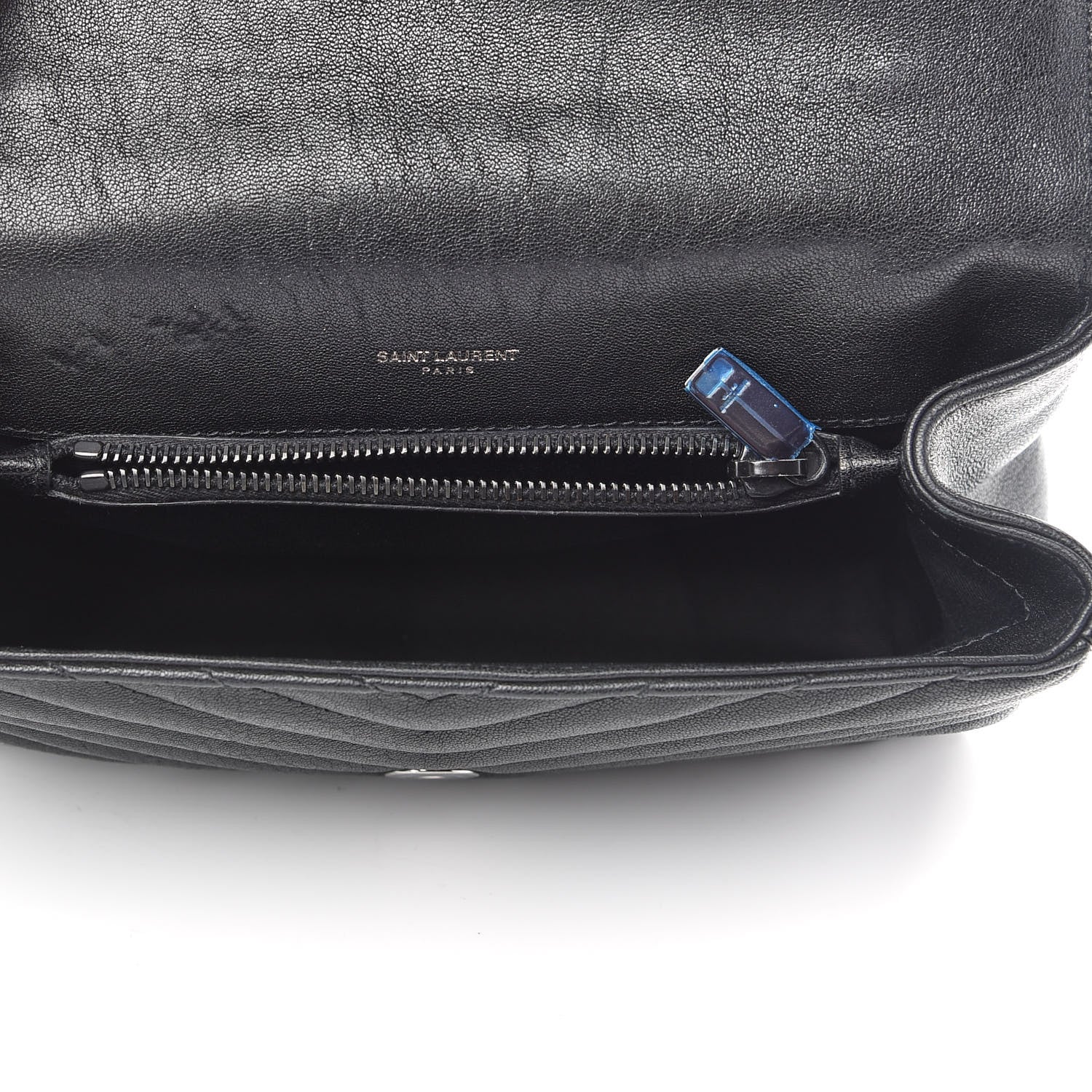 Saint Laurent Sheepskin Matelasse Chevron Monogram Monochrome Medium College Bag Black 4 of 12