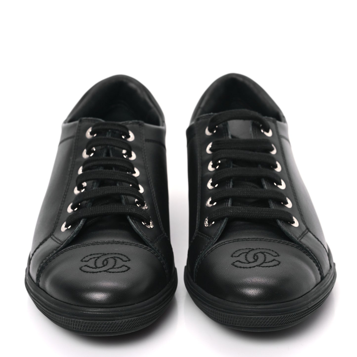 Calfskin Womens Sneakers 36 Black