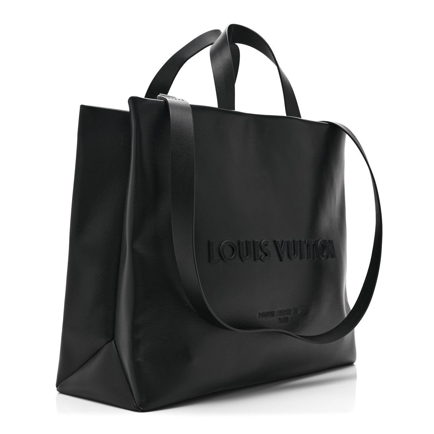 Louis Vuitton Calfskin Shopper Tote MM Black 4 of 10