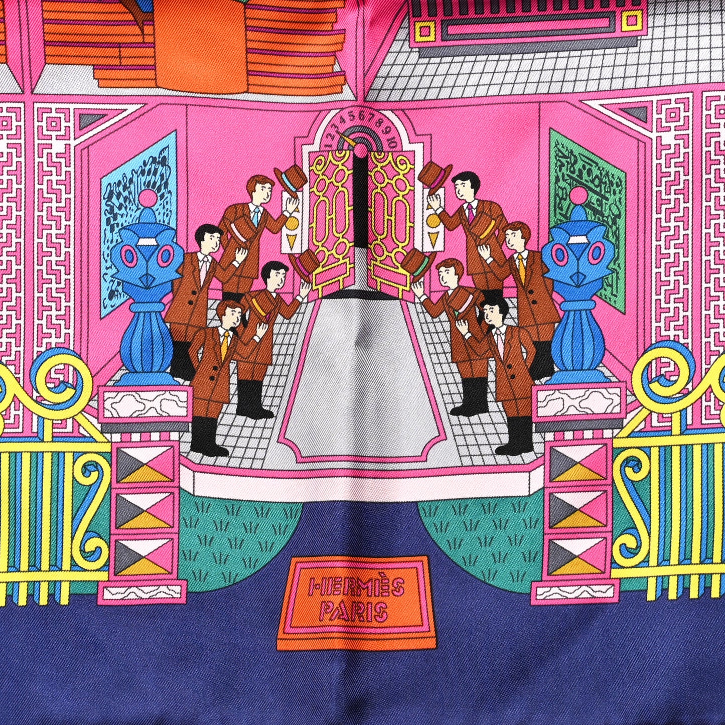 Silk La Maison des Carres Scarf 90 Marine Rose Vert
