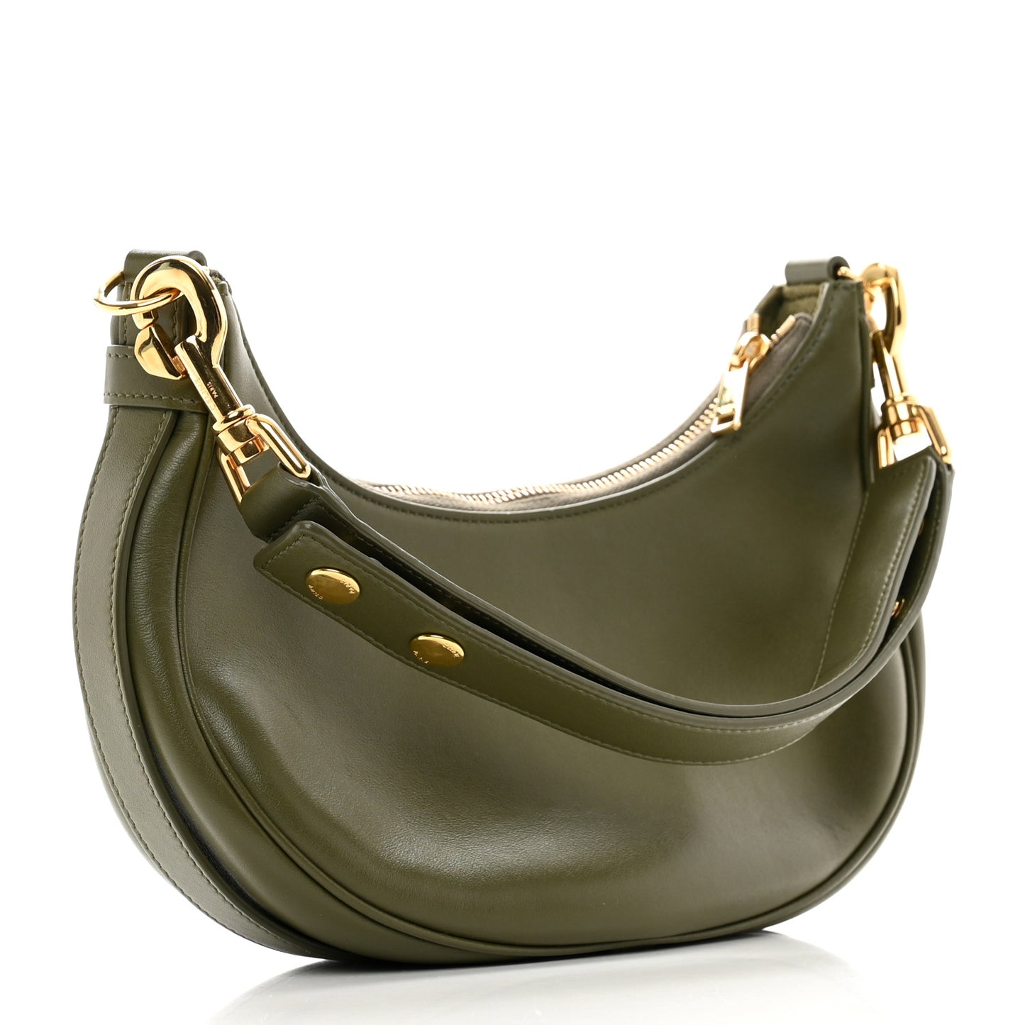Smooth Calfskin Medium Strap Ava Shoulder Bag Dark Olive