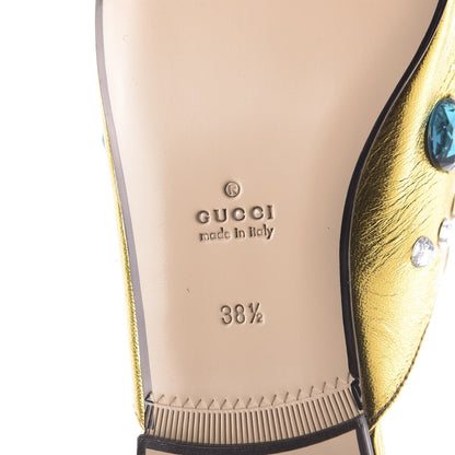 Gucci Metallic Nappa Crystal Womens Princetown Slippers 38.5 Gold 8 of 10
