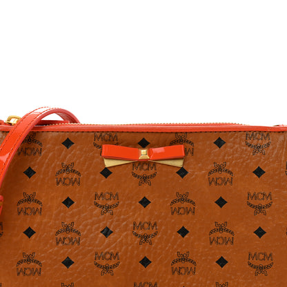 MCM Visetos Patent Mina Crossbody Pouch Cognac Orange 5 of 11