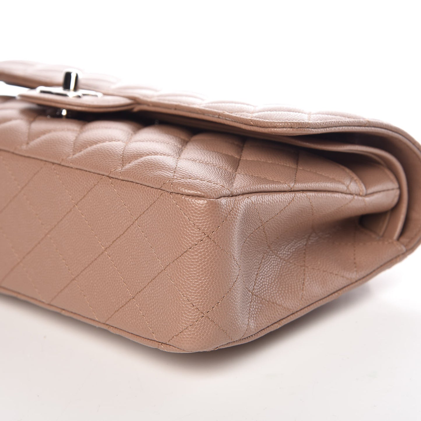 Caviar Quilted Medium Double Flap Dark Beige