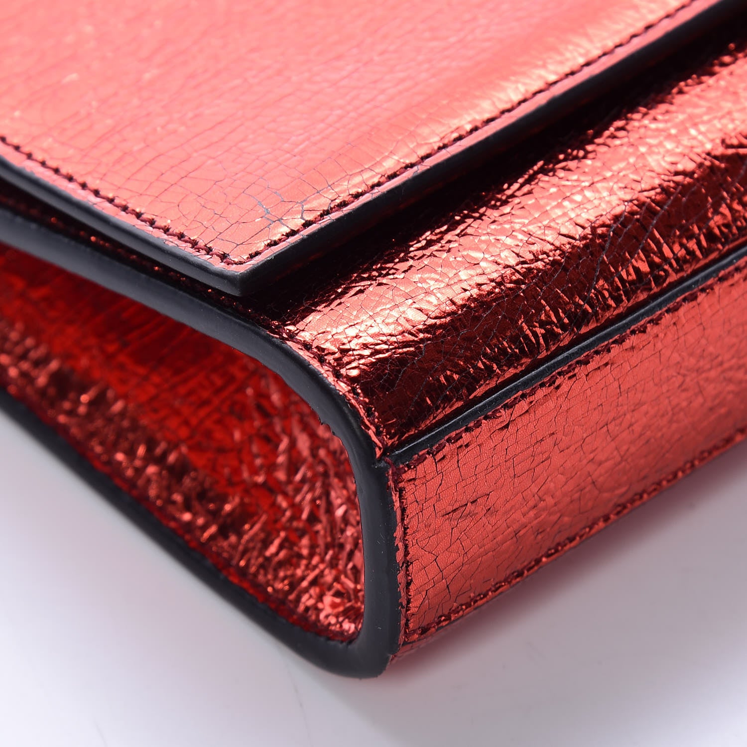 Saint Laurent Metallic Calfskin Small Classic Monogram Kate Satchel Red 5 of 8