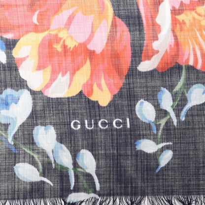 Gucci Wool Josephine Square Shawl Navy Pink 2 of 4