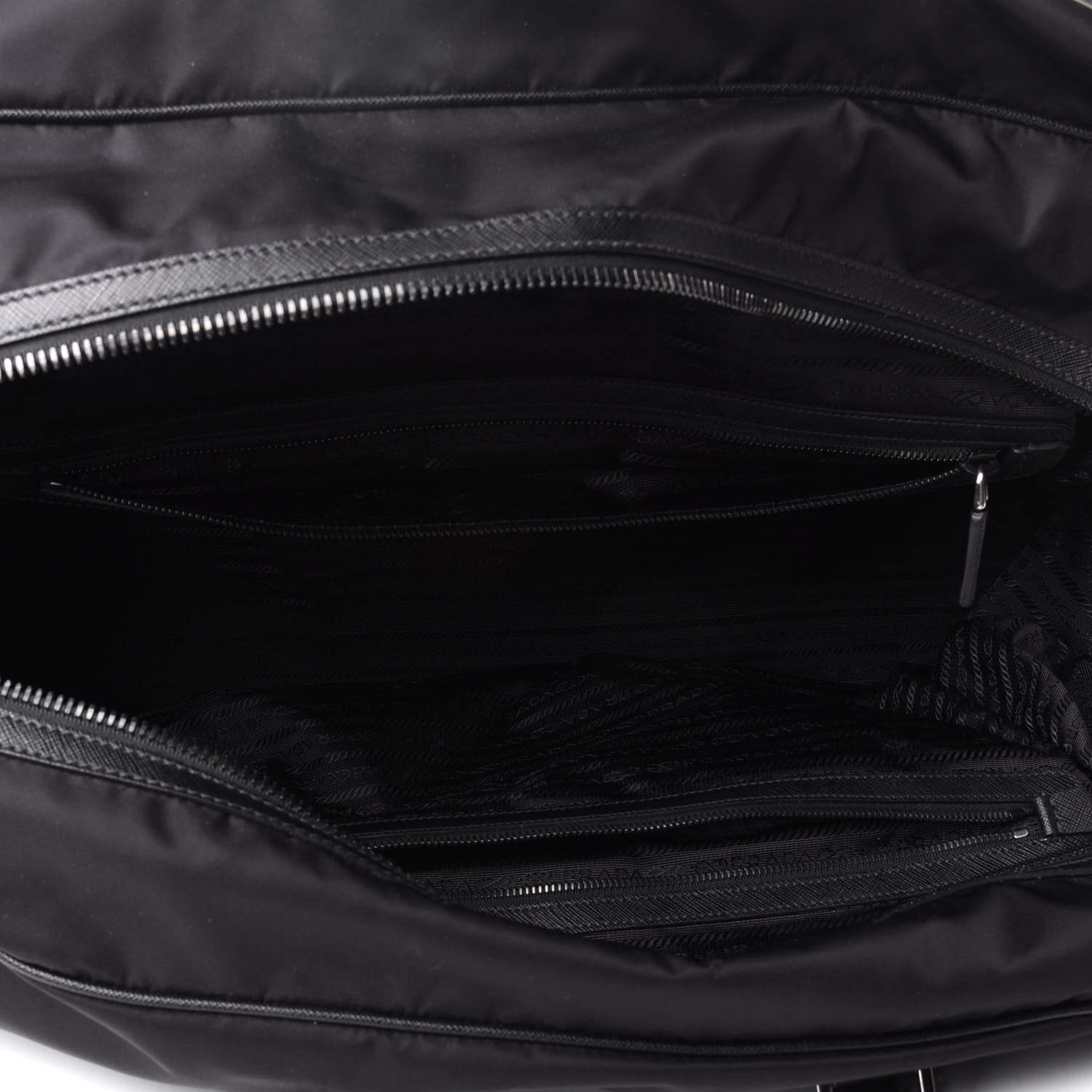 Prada Tessuto Nylon Saffiano Duffle Bag Black 3 of 4